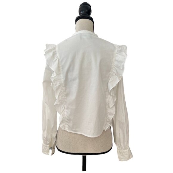 The Kooples cotton ruffle classic button down shirt size 1 - Picture 3 of 6